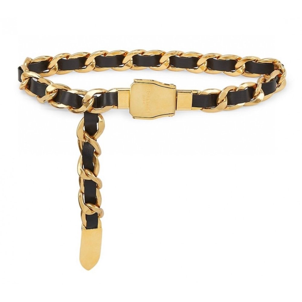 BALMAIN B-Pilot Leather and Chain Belt